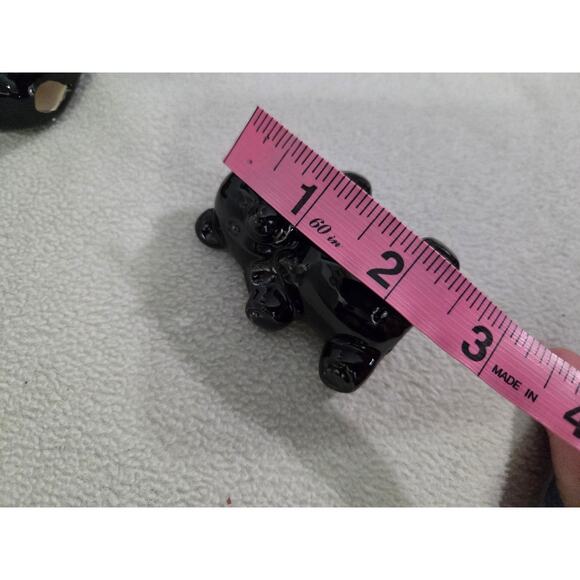 Lot 6 Vtg Hand Blown BLACK Art Glass Teddy Bear Figurine Gummy Bear - Picture 9 of 9